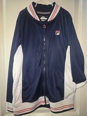 Fila boy's Navy Blue and White Athletic Jacket Size M